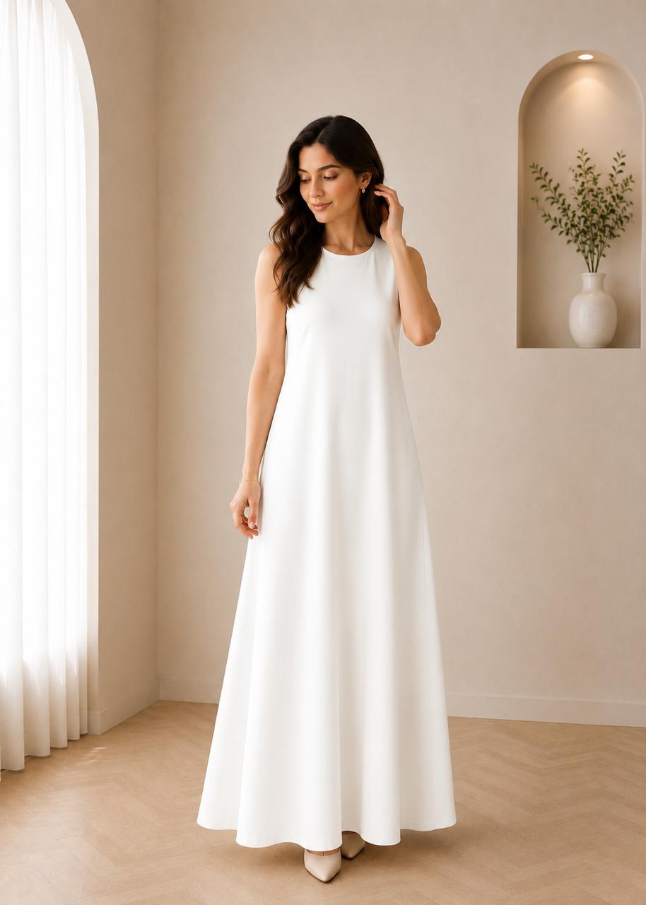 Basic Sleeveless Scuba Dress – Slim Fit