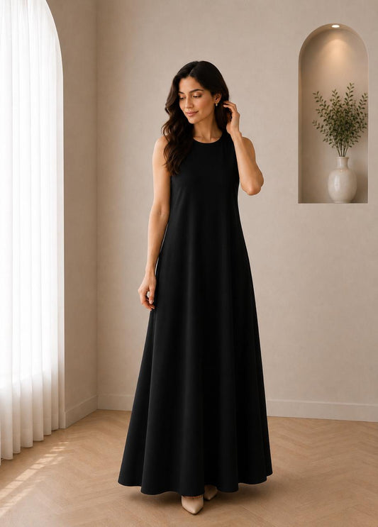 Basic Sleeveless Scuba Dress – Slim Fit