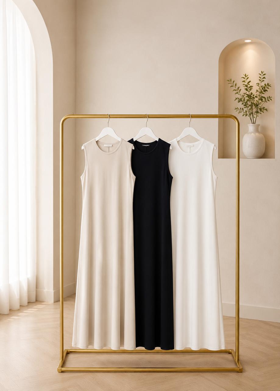 Basic Sleeveless Scuba Dress – Slim Fit